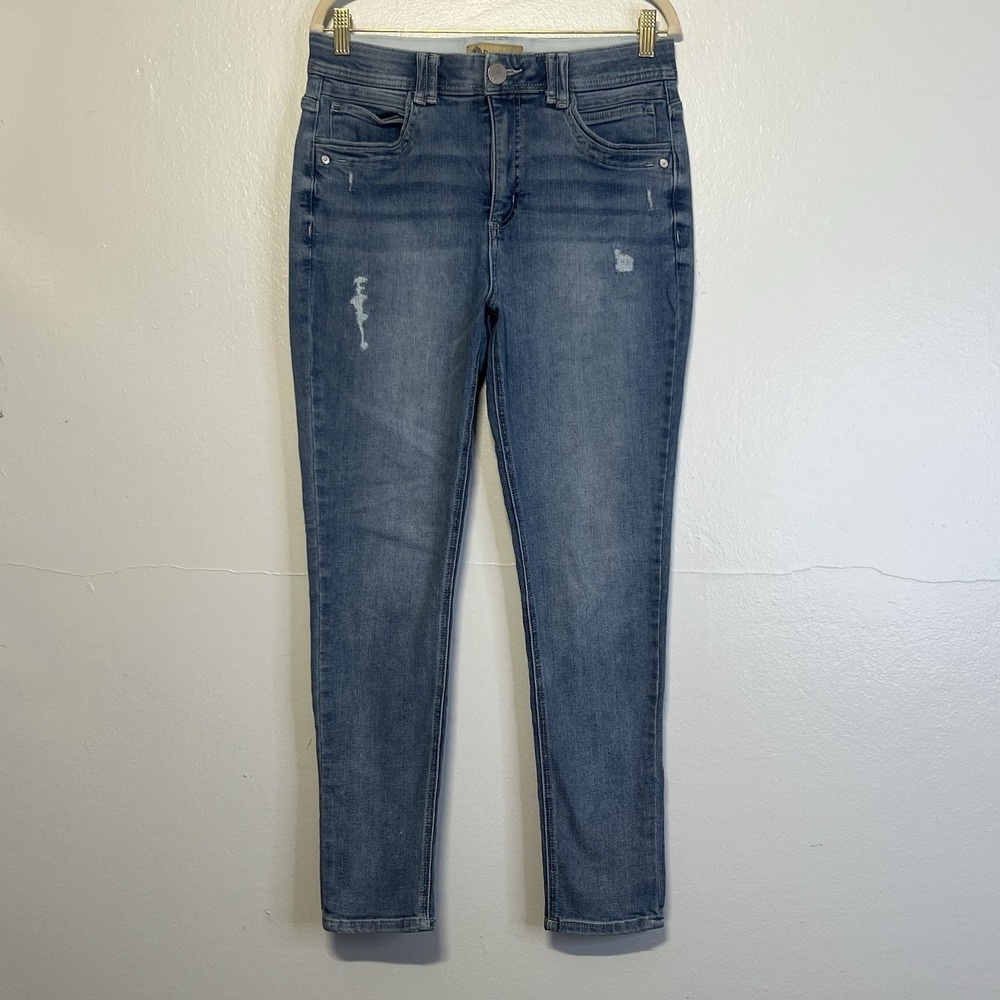 Democracy Jeans Womens 10 Blue "Ab"technology  Skinny Stretch‎ Distressed
